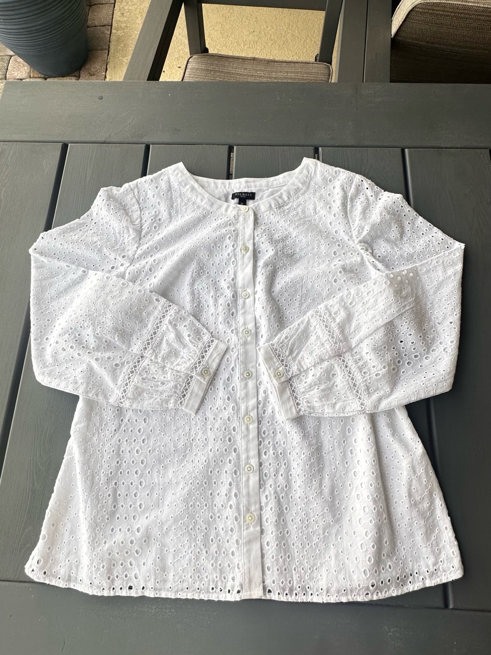 Talbots Top White Blouse Petite Sz S